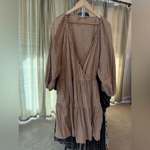 Madewell Brown Gingham Women's Wrap Dress 2X